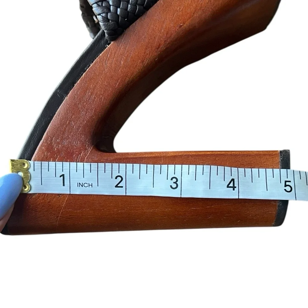 Veronica Beard Guadalupe Woven Platform Mule Heels Wood‎ Chunky Resort 8.5